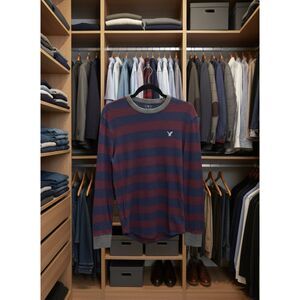 American Eagle AEO Heritage Striped Thermal Long Sleeve Shirt Men's XS